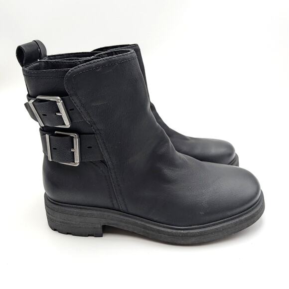 Lucky Brand Candre Double Buckle Lug Sole Boots Women's Black Size US10 EU41.5 - Picture 3 of 14